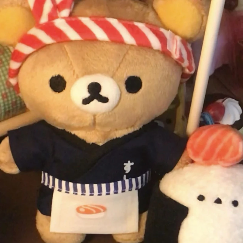 Cartoon san-x Rilakkuma Anime Speelgoed Sushi Korilakkuma Beer pluche Sleutelhanger leuke Accessoires Soft Gevulde Rugzak Hanger Geschenken
