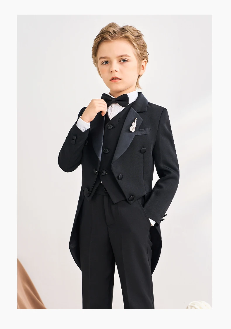 Ragazzi nero 007 pianoforte fotografia vestito bambini festa cerimonia Costume bambini compleanno matrimonio Prom Eve Performance smoking Dress