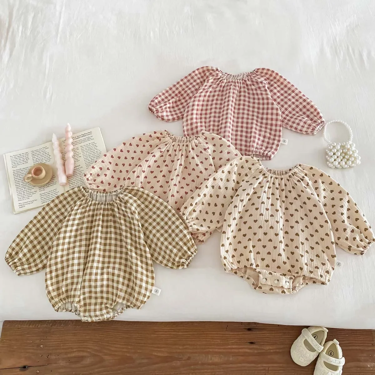 Childrens Rompers Spring and Autumn Period Baby Clothes Baby Girl Lovely Round Neck Pure Cotton Children Long Sleeves Rompers