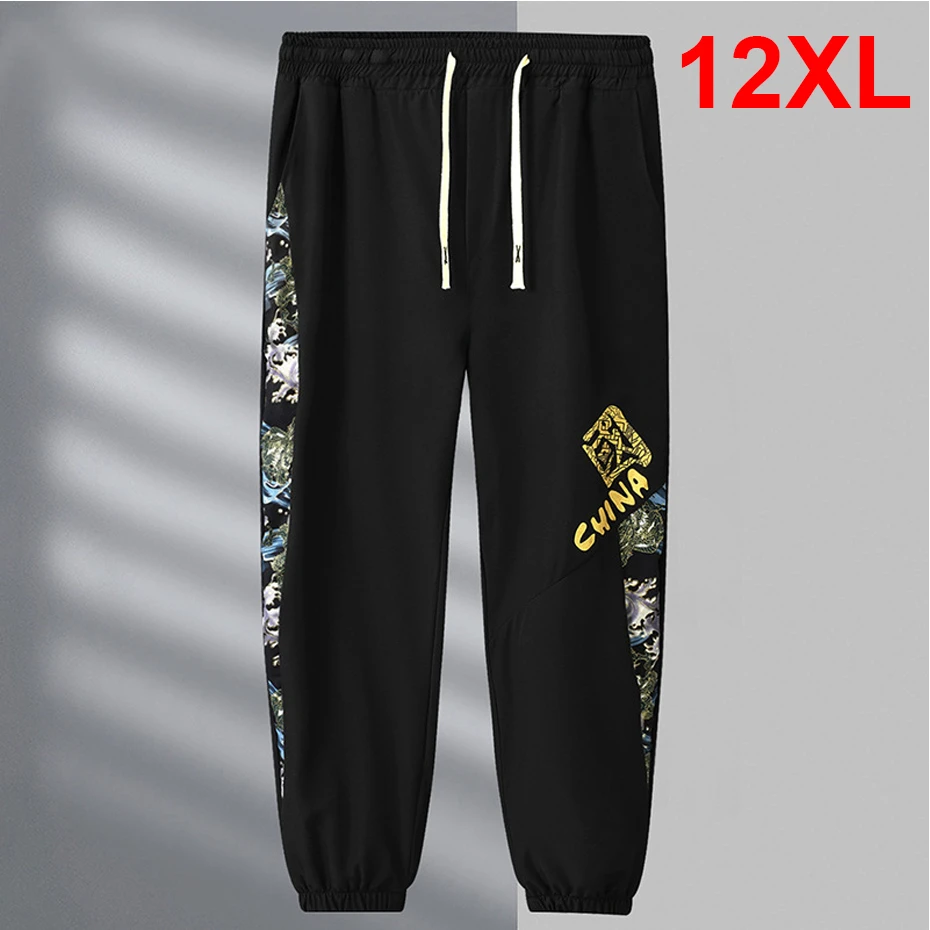 

Брюки-джоггеры мужские 12XL, спортивные штаны больших размеров, с эластичным поясом, модные повседневные брюки для весны и лета, мужские, большой размер 12XL