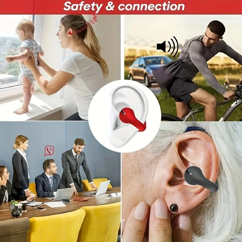 Wireless Open Ear Headphones, Clip on Earbuds for Android/iPhone, Air conduction earbuds with charging case