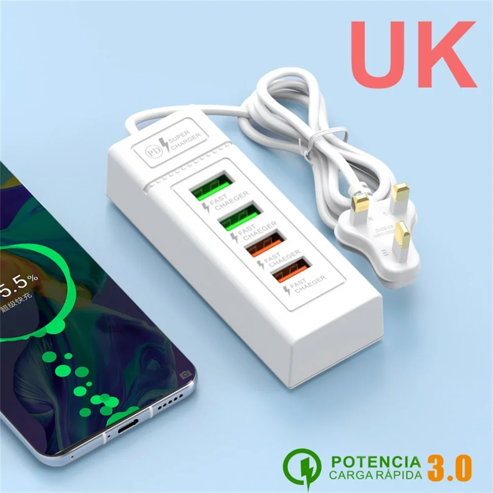 4 Ports USB Schnelle Ladegerät Station USB HUB 3,0 Multi Splitter Adapter USB C Expander Tragbare Reise Ladegerät Für iPhone Xiaomi telefon