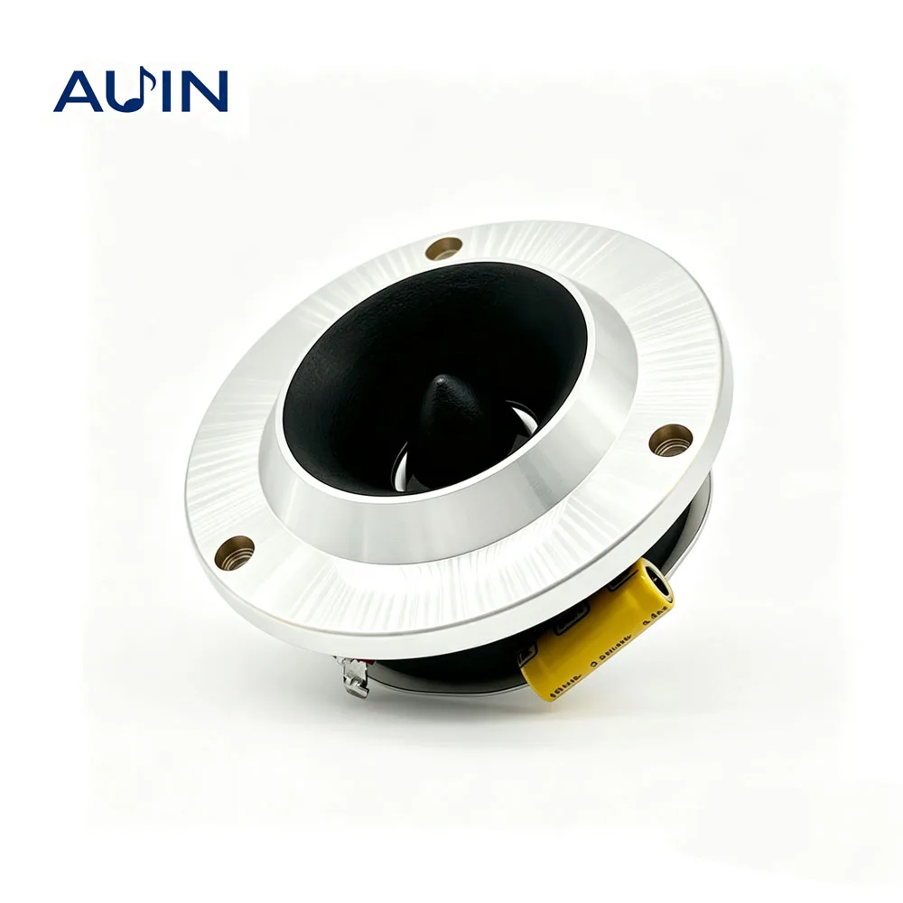 AUIN 1 PCS 4 Inch 4 Ohm 300W Treble Speaker For Car Titanium Film Aluminum Modified Car HiFi Horn Tweeter With Capacitance