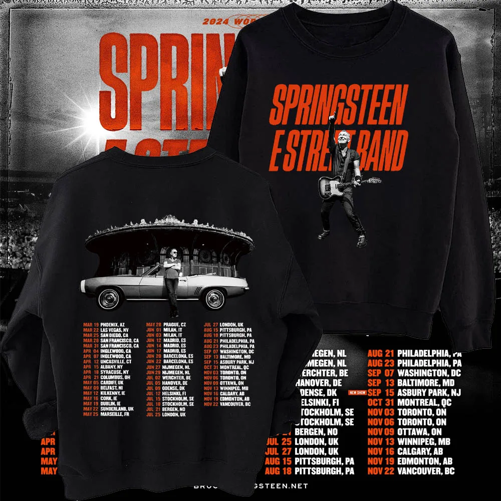 

Bruce Springsteen and E Street 2024 Tour Sweatshirt Harajuku Round Neck Long Sleeve Oversized Popular Music Hoodie Fans Gift