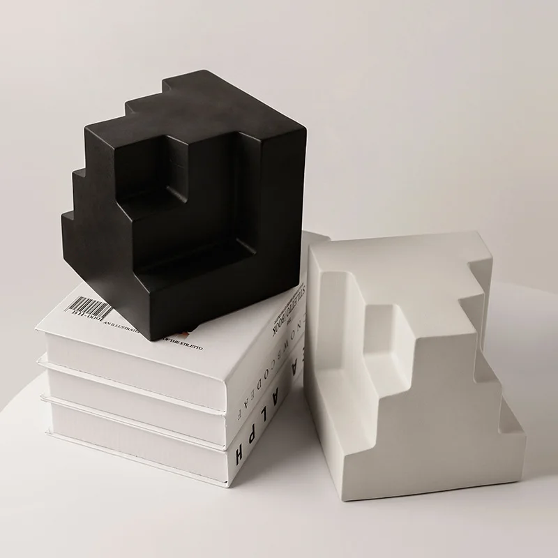 Art geometria rzemiosło rzeźba Bookends Home ozdoby do dekoracji salon koniec książki regał wystrój pulpit