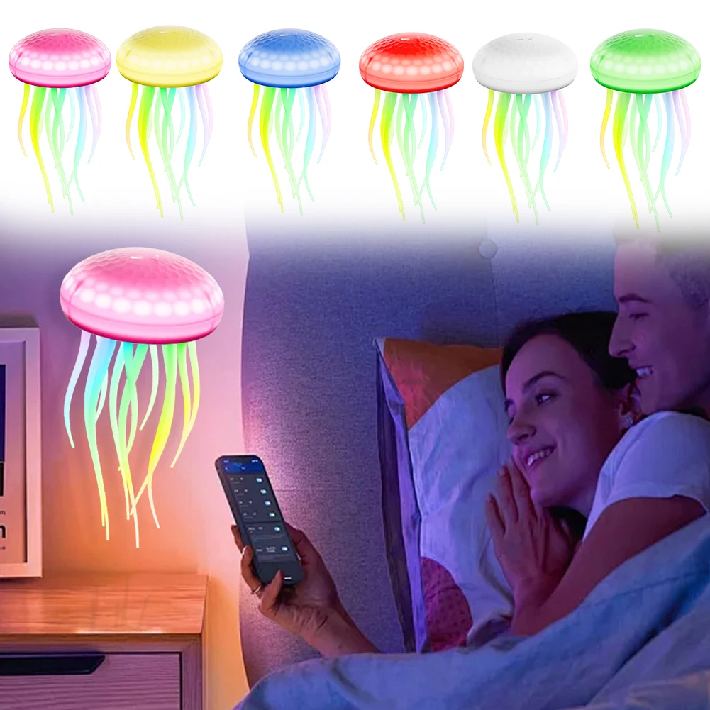 

LED Creative Jellyfish Lamp RGB Gradient Atmosphere Light Flexible Tentacles Type-C Charging Christmas Gifts for Kids and Adults