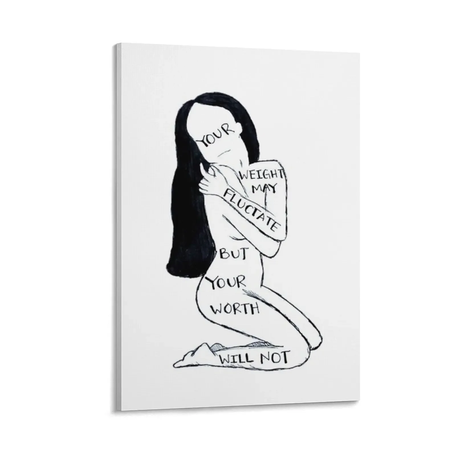 

Your Weight May Fluctuate but Your Worth Will Not Canvas Painting art mural aesthetic room bedroom decoration cute room decor