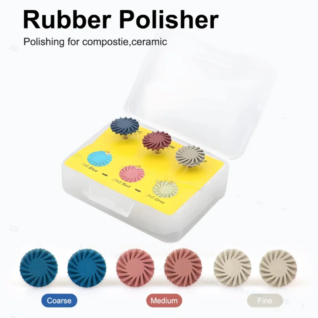 แผ่นขัดเรซินคอมโพสิต 6 ชิ้น, ล้อขัดยางขนาด 14 มม., ล้อไซโคลน 3 สีพร้อมก้านทอง, เส้นผ่านศูนย์กลางก้าน 2.35 มม., สำหรับโลหะอ่อน, ไม้, หิน, พีวีซี, หยก, กระเบื้องเซรามิก, หินอ่อน, พลาสติก, อาเกต, แก้ว, คริสตัล, โลหะที่ไม่ใช่เหล็ก