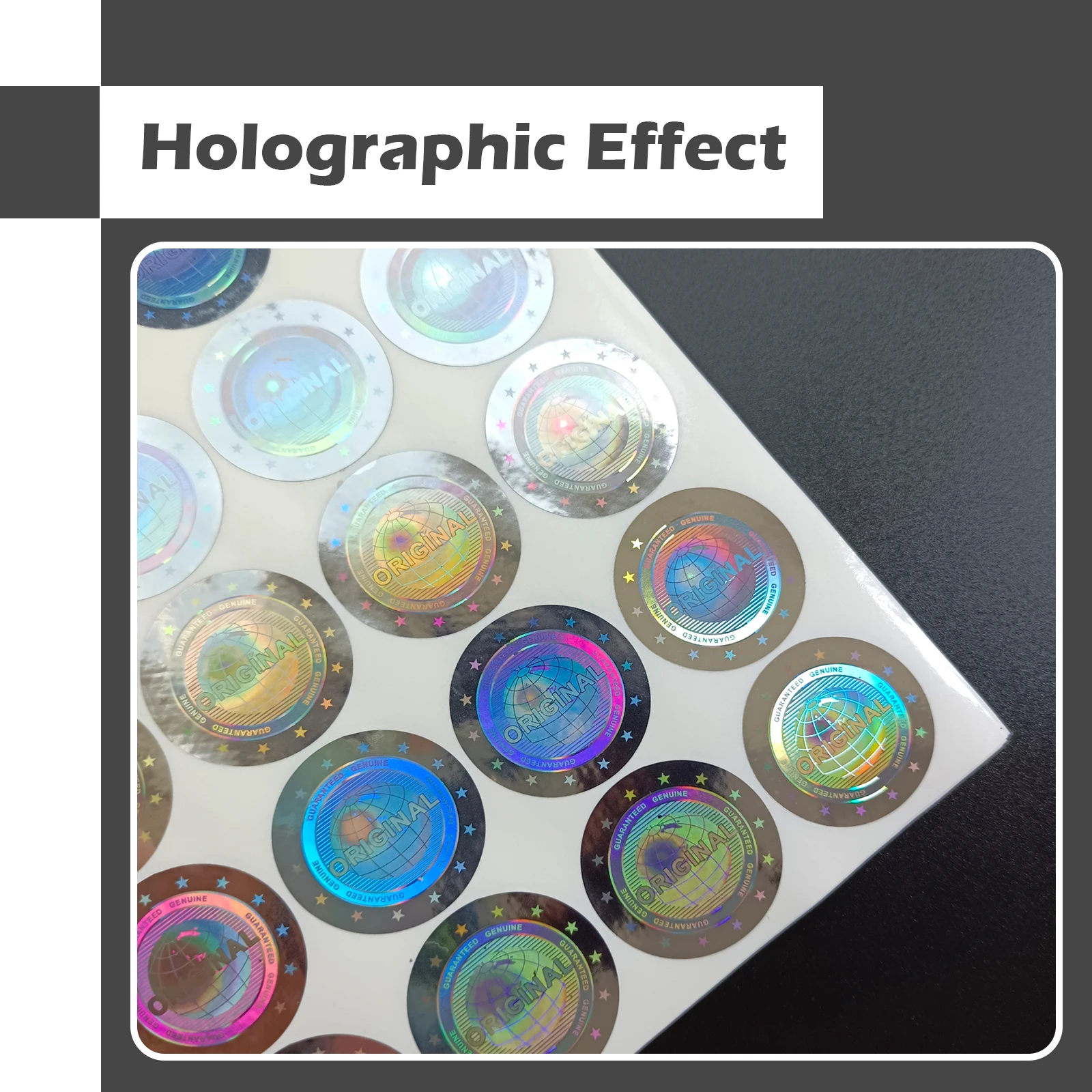 Round Hologram tamper proof sticker silver earth pattern warranty void seal Genuine guarantee security label holographic sticker