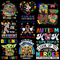 Disney Mickey Minnie Yoda Stitch Autism Awareness DIFFERENT Iron On Transfer Character Patch for Clothing Applique Decor