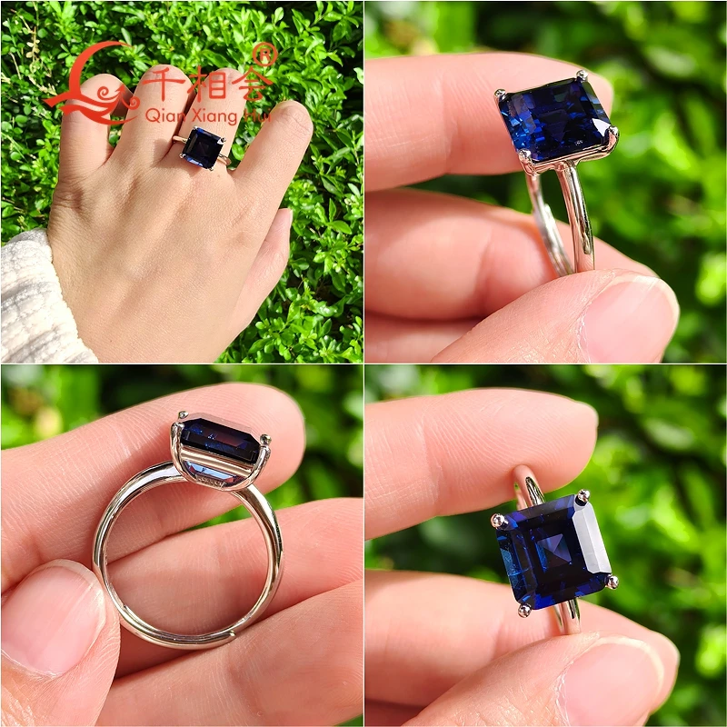 5.5ct 10 مللي متر شكل الحرمة 925 الفضة خاتم قابل للتعديل الوردي حمامة الدم الأحمر الذرة الأزرق مختبر روبي الياقوت و Paraiba اللون