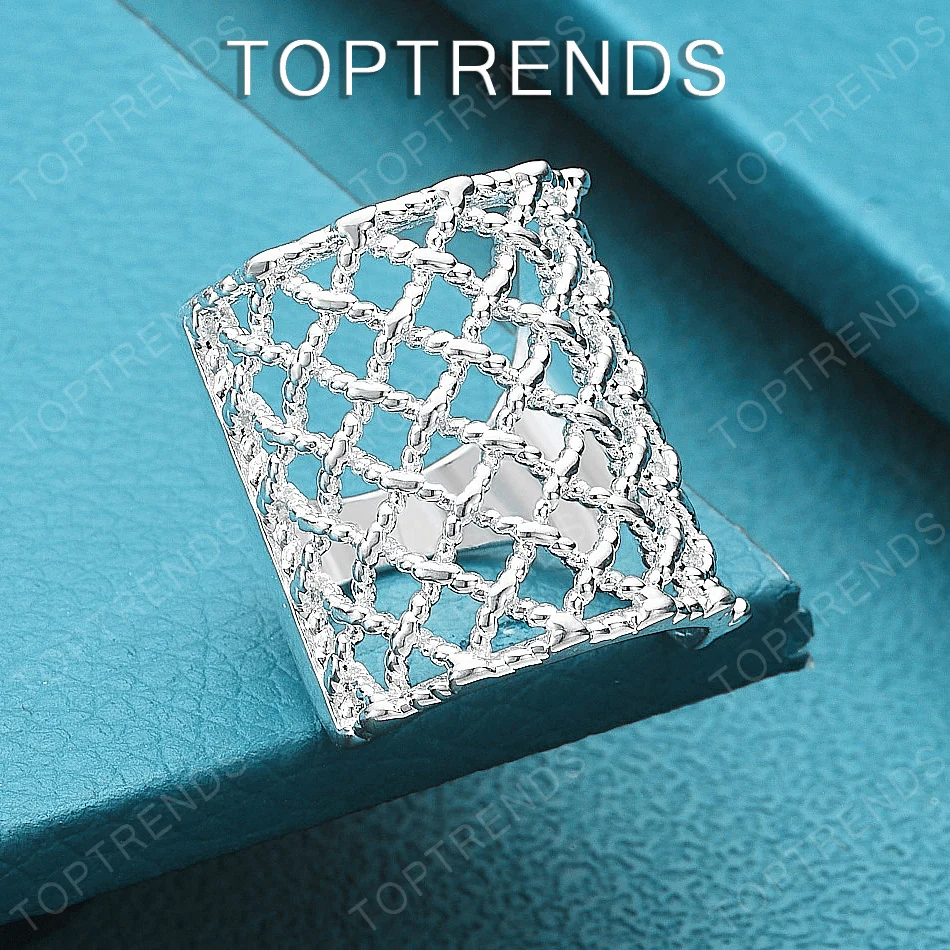 Beliebter Hochwertiger 925 Sterling Silber Kreuz-Mesh-Ring für Damen Hochzeiten Party Mode Meistverkaufter Schmuck Accessoires