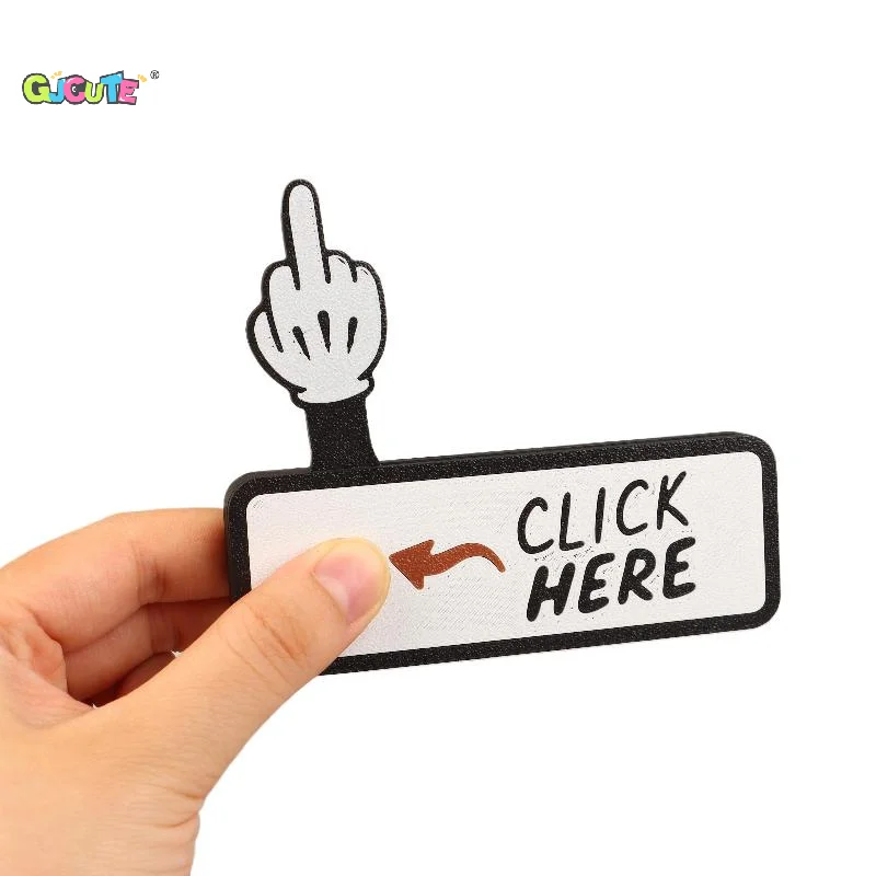 

3D Printed The Click Here Surprise Butto Hilarious Prank Gift Funny Middle Finger Trick Props Fidget Toys