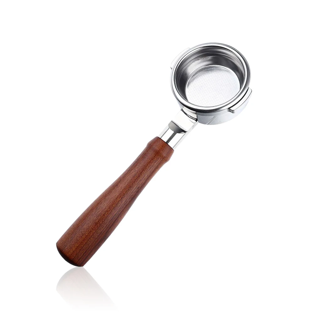 

58mm Bottomless Portafilter 2 Ears Expresso Bottomless Naked Portafilter Stainless Steel and Solid Wood
