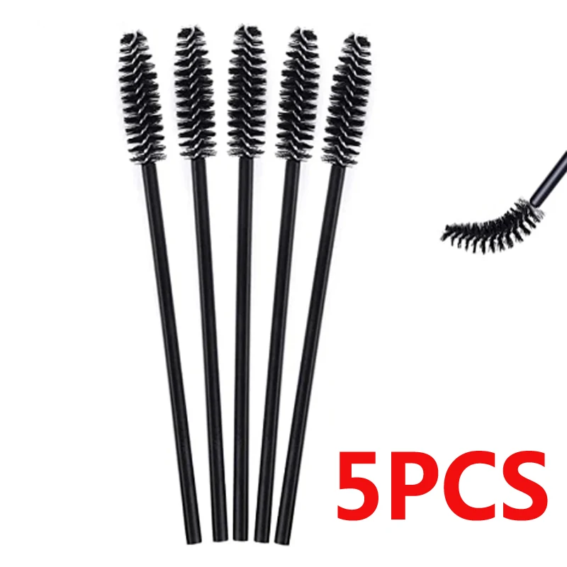 Ensembles et kits de pinceaux de maquillage, brosse à cils en nylon, buissons à cils de poulet, mascara en plastique, peigne à cils, 5 pièces, 50 pièces