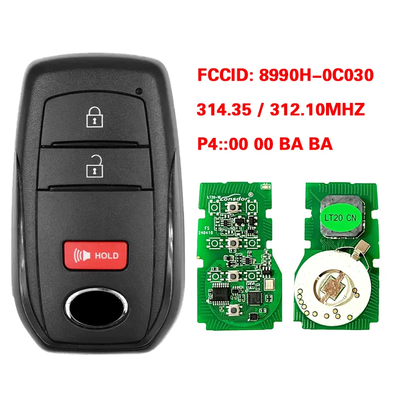 CN007316 For Toyota Sequoia Tacoma 2023 - 2024 Smart Remote Key 8990H-0C030 HYQ14FBX P4: 00 00 BA BA 314.35/312.10MHZ FSK