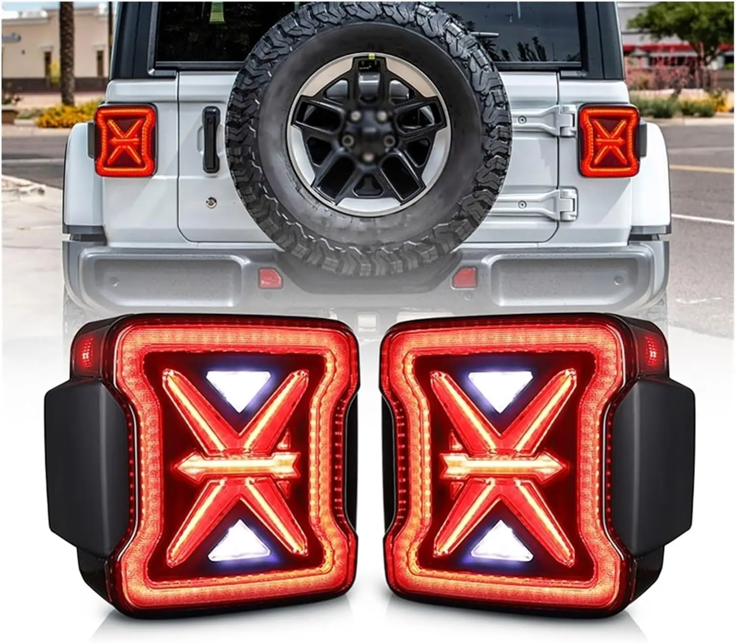 For LUMA Accessories X Style Taillight Taillamp Light Black Lens Red 12V Voltage For Jeep Wrangler JL 2018+ JK 2007-2017