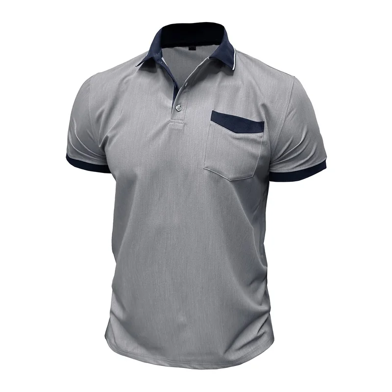 Men s Short Sleeve Denim Shirt with Patchwork Design Turn Down Collar and Button Detail - Casual Summer Fashion  Fit Jeans