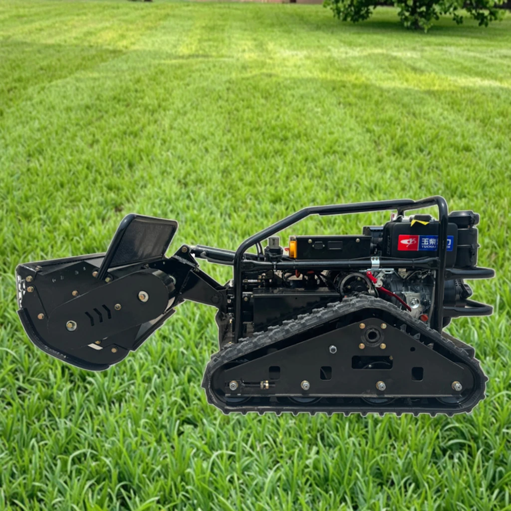 All-Terrain Smart Track Self-Propelled Lawn Mower Diesel 1102 Engine 20HP 500m Remote Control Straw Return Function New Farm