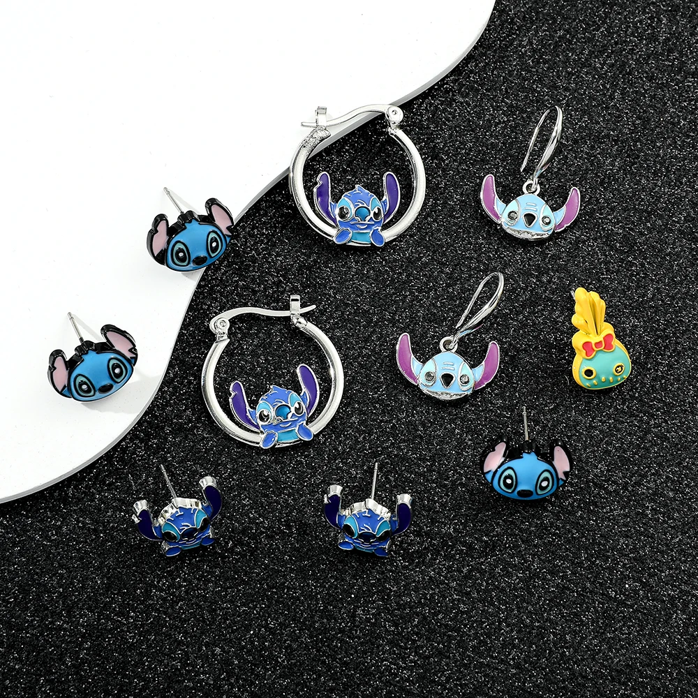 Disney Lilo & Stitch Stud Earrings Cute Stitch Hoop Drop Earring Cosplay Accessories Gifts for Women Girls Fans Christmas Gift