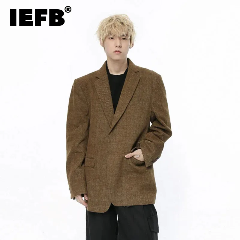 IEFB Casual Suit Jacket 2024 New Trend Summer Coat Male Clothing Turn-down Collar Single Breasted Men's Top Pocket 9C5250