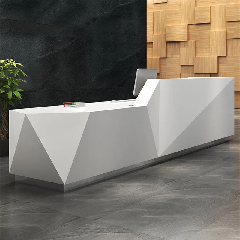 

Logo Gloss White Marble Led Lighted Information Counter Front Desk Dental Clinic Reception Desk