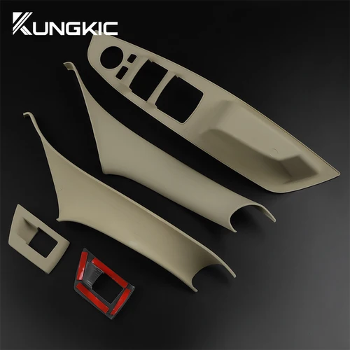 Imagen 2 del producto Para BMW 5 Series F10 F11 520i 520D 523i 525i 528i 530i 2010-17 Placa de manija de puerta Interior de coche cubierta decorativa ABS de fibra de carbono