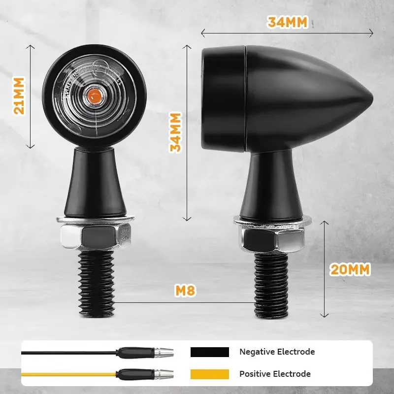 Motorcycle LED Turn Signal Bullet Light High Bright Amber Flashing Indicator Lamp 12V Front Rear Daytime Runing Brake Lights