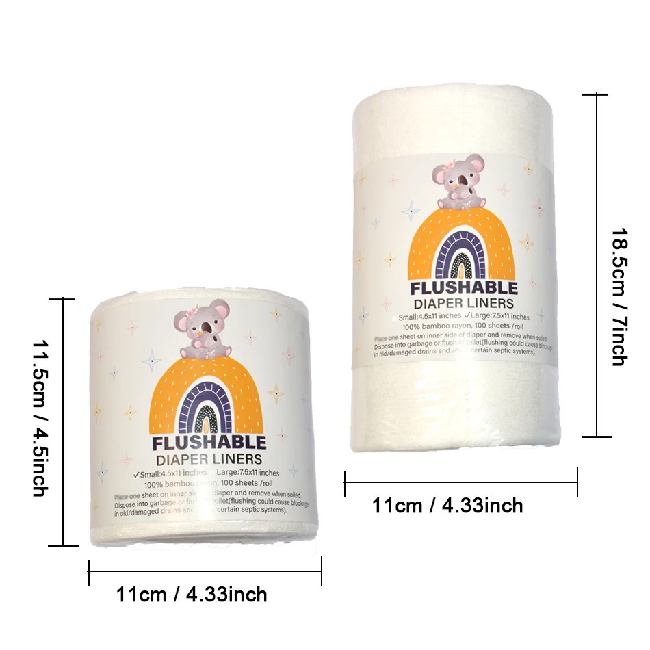 EezKoala 3rolls Biodegradable & Flushable Nappy Liners Disposable Diapers Liners Cloth Diaper Liners 100% Bamboo Rayon  Insert