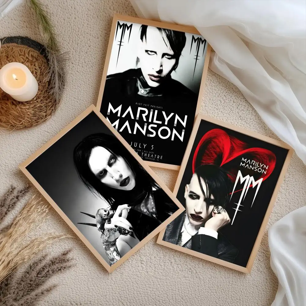 Singer M-Marilyn Manson Painting Calligraphy Canvas Poster Art for Bedroom Living Room Home Decor Decals HD Wall Decoration Gift