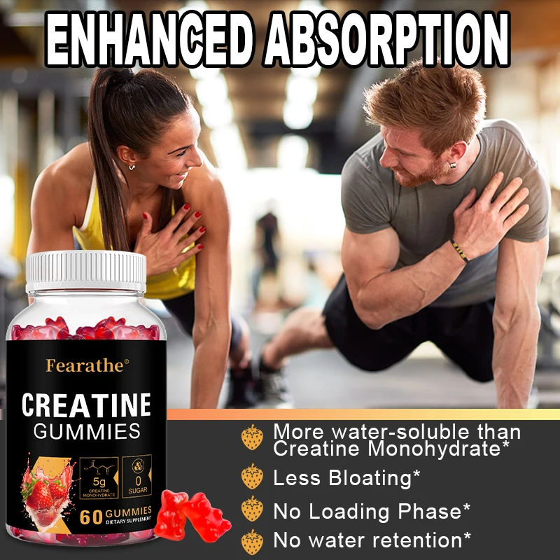 Creatine Monohydrate - Boost Energy, Build Muscle Mass, and Improve Athletic Performance - 60 Gummies