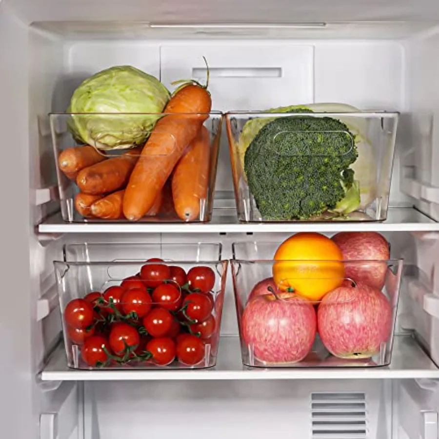 Confezione da 12 contenitori portaoggetti in plastica Contenitori organizer multiuso per dispensa, cucina, armadio da ufficio, scaffale e organizzazione del frigorifero con trasparente