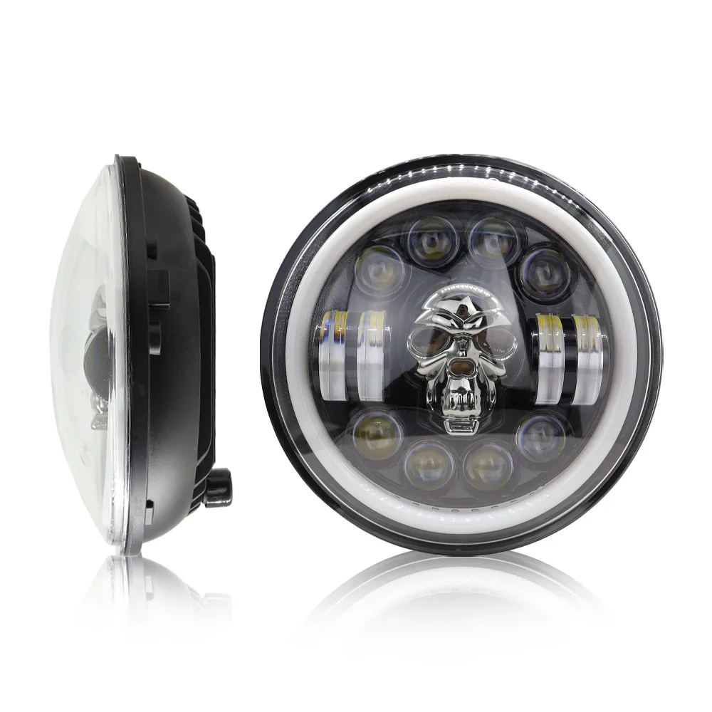 Wrangler 7 inch led ghost head, skull, headlights Harley motorcycle modified headlights daytime running lights