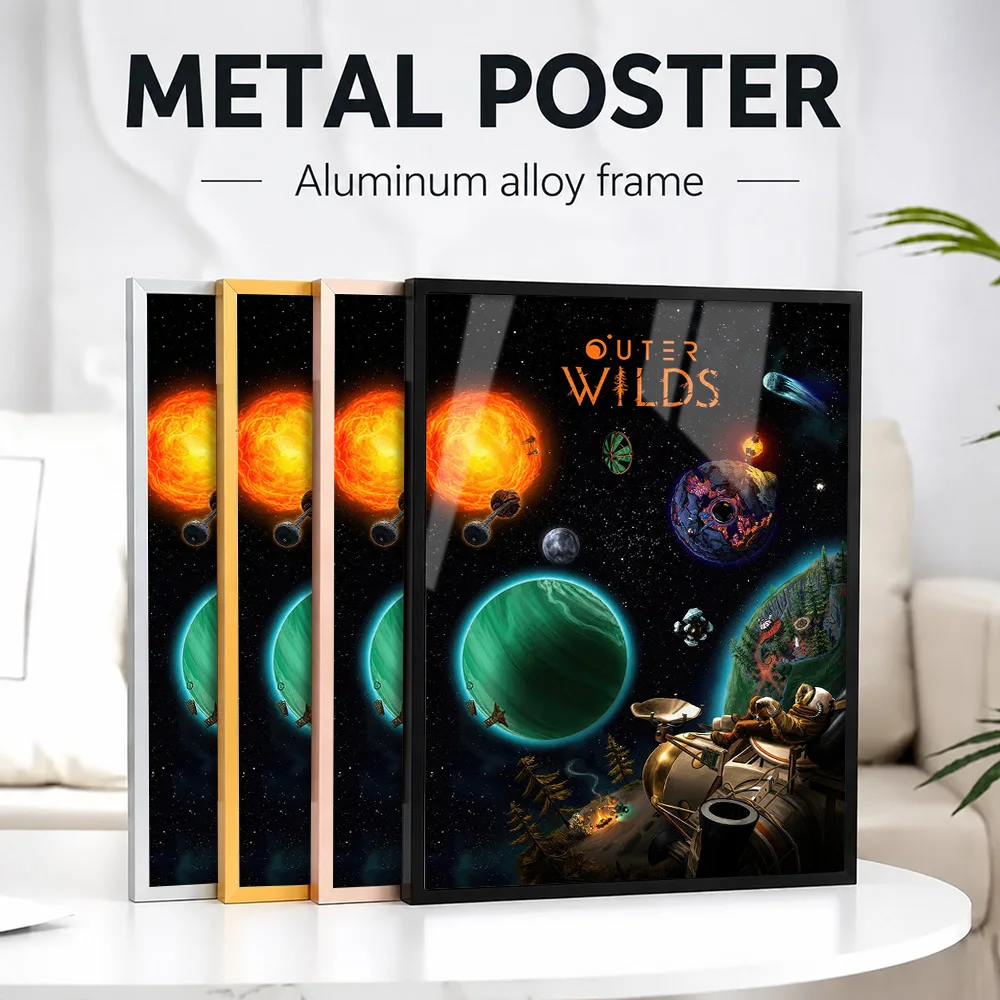 Outer Wilds Framed Metal Poster Personalized Photo Futuristic Sci Fi Style Wall Art For Bedroom And Study Technology Fan Gift