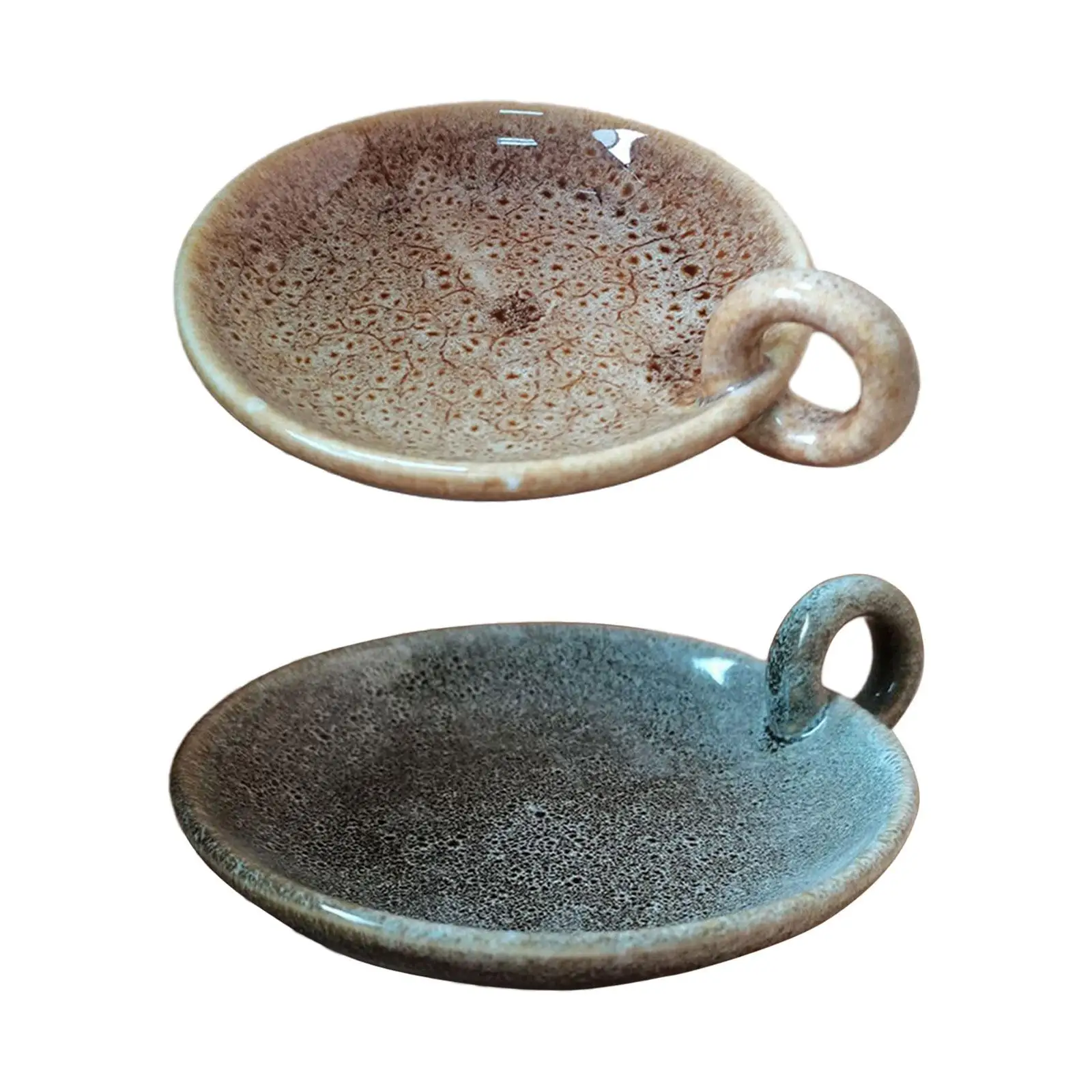 

Ceramic Candle Plate with Handle Candle Holder Candlestick Centerpiece for Christmas Party Festival Mantle Home Dining Room