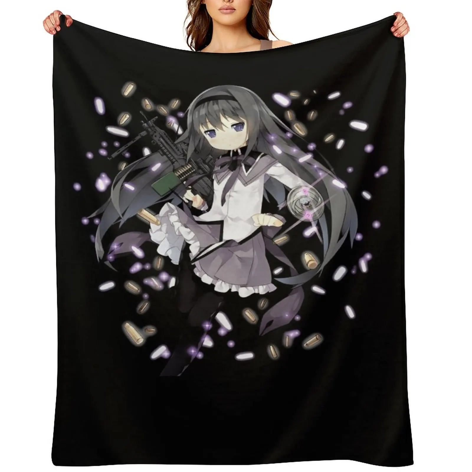 Homura Akemi anime cute Throw Blanket Soft Big Vintage Soft Plush Plaid christmas gifts Blankets