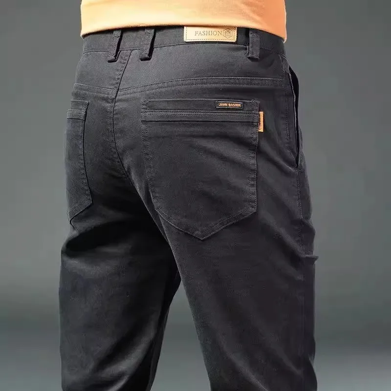 

Fall New Casual Cotton Trousers Men's Straight Leg Color Wide Leg Loose Workwear Trousers Wear Resistant Large Size