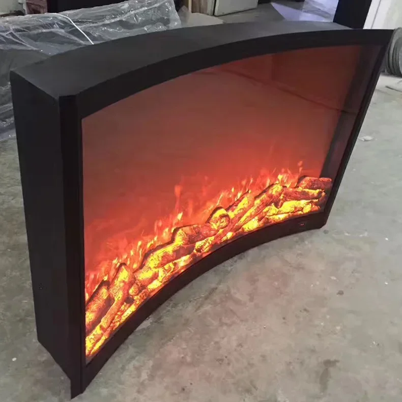 European simple embedded arc furnace core, round fireplace core, electric fireplace simulation 3D four-color core