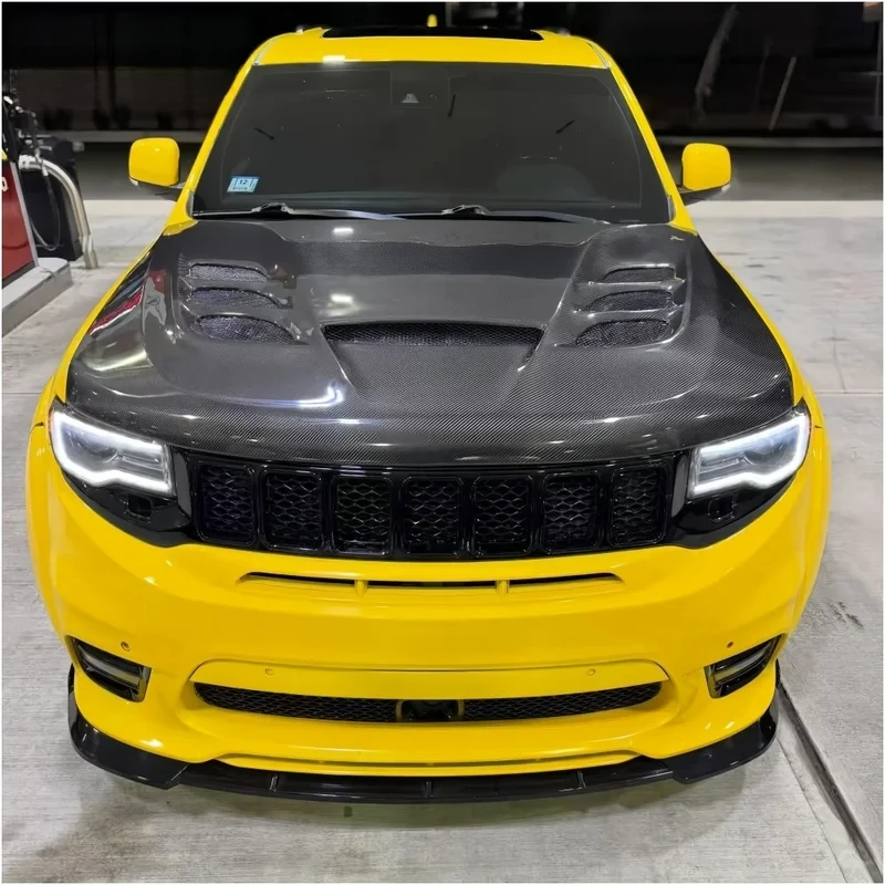 High-Quality Cutout Vented Carbon Fiber Engine Hood for  Grand Cherokee 2013-2023
