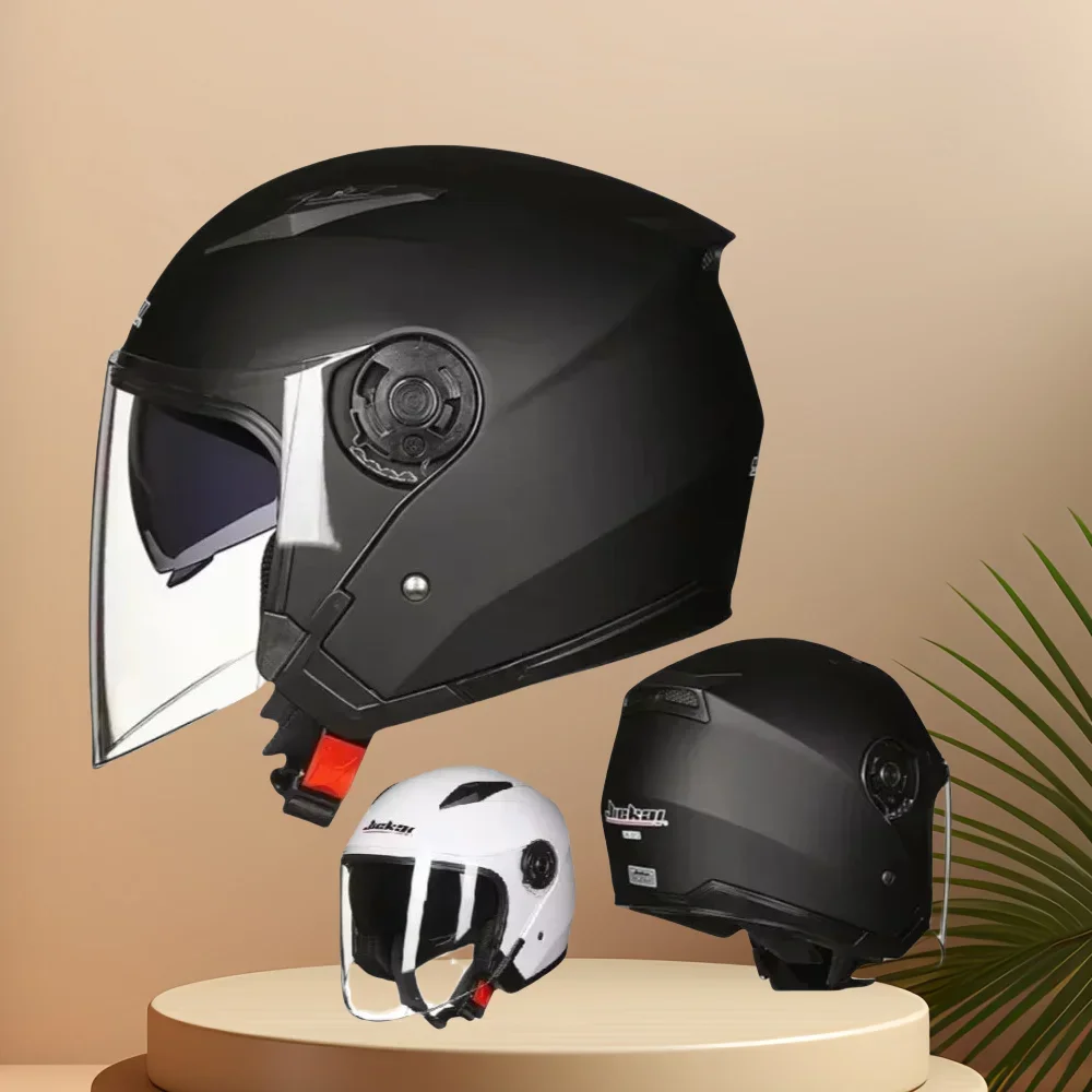 JIEKAI Motorcycle Helmet Men Women Half Helmet Four Seasons Anti-Fog Double Lens Fashion Summer Sun Protection Motocross Helmets