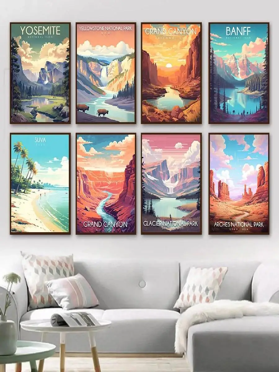 ملصق سفر للحديقة الوطنية وفن جداري من القماش ، غابات الأمازون المطيرة الوعرة ، مشهد وادي الموت ، ديكور غرفة المنزل #2