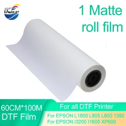 1 60CM*100M DTF Film 75u Direct To Film For Epson I3200 XP600 A3+ DTF Printer Heat Transfer DTF PET Film Free Ship Matte Film