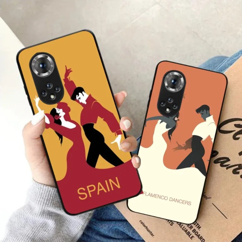 Spain Flamenco Dancer Phone Case for Honor 70 50 20 7S X9 X8 X7 Magic 4 3 Pro Black Soft Cover Funda Shell