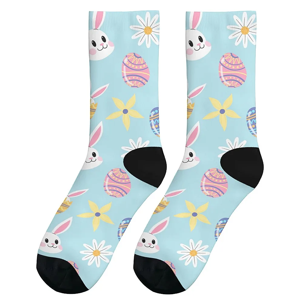 Nieuwigheid mid-tube sokken voor heren met paashaasprint, modieus en schattig, veelzijdige stijl, ademend en warm, perfecte cadeaukeuze