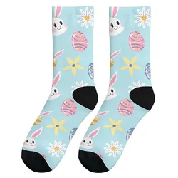 Nieuwigheid mid-tube sokken voor heren met paashaasprint, modieus en schattig, veelzijdige stijl, ademend en warm, perfecte cadeaukeuze