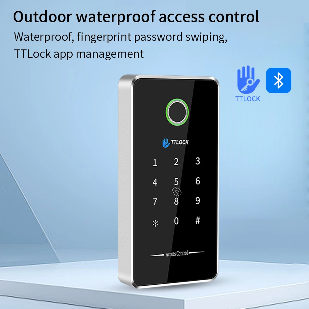 Waterproof Bluetooth Biometric Fingerprint Card Code Lock Keypad with TTlock APP Digital Smart Door Entry Electronic Lock Opener