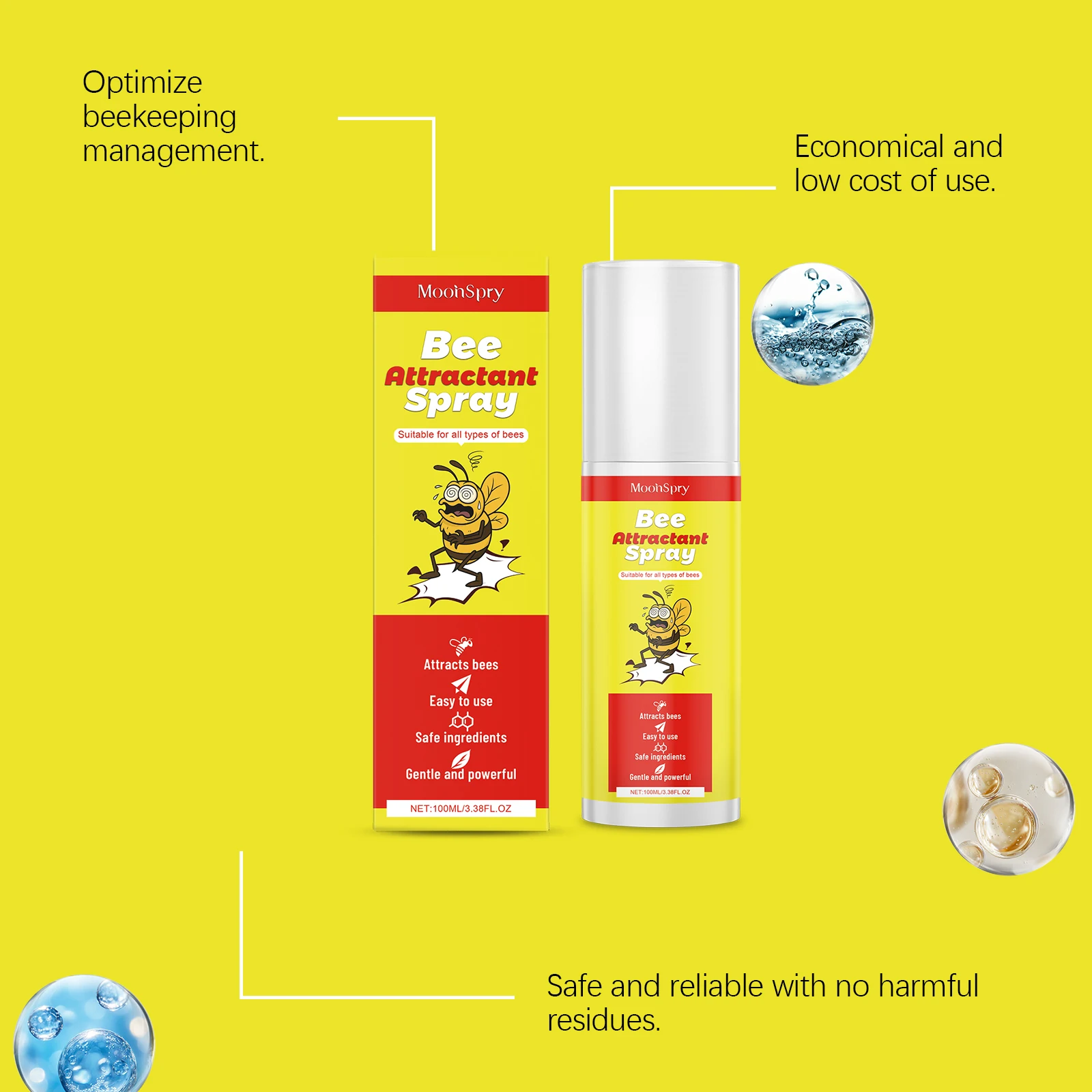MoonSpy 100 مللي بخاخ جذب النحل للزراعة والبستنة أداة جذابة مريحة سريعة المفعول