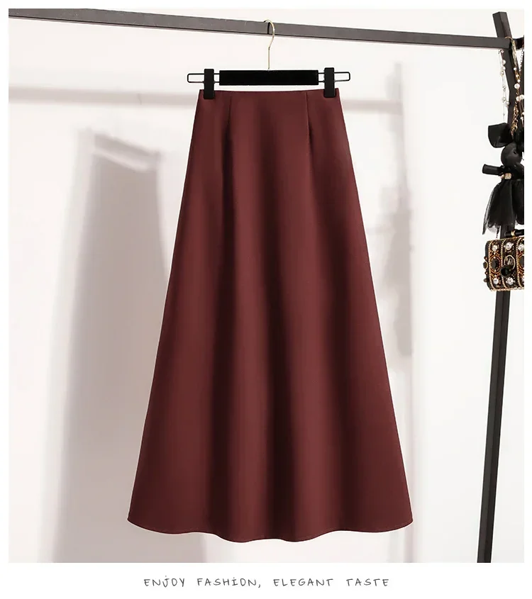 Koreanischer Stil, einfarbig, hohe Taille, elastischer Bund, Damen-A-Linien-Röcke, Alltagskleidung, Frühjahr/Herbst 2026, neu, elegant, vielseitig. – Detail 33