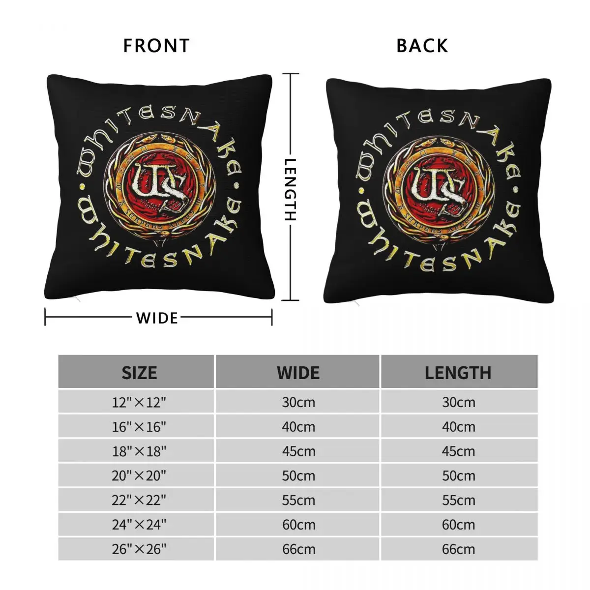 Whitesnake Band Heavy Metal Square Pillowcase Polyester Linen Velvet Printed Zip Decorative Bed Cushion Cover