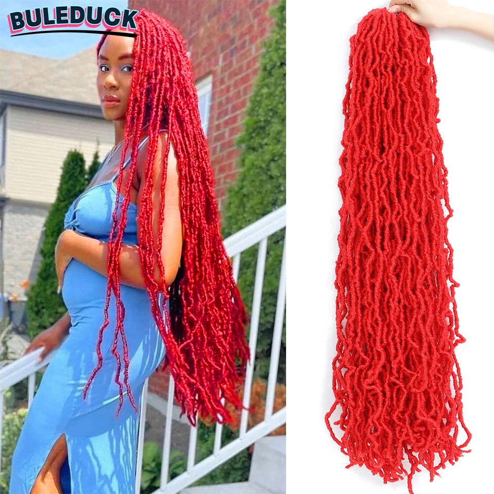 Super Lange Faux Locs Gehaakt 36 Inch 350 Rood 13 Kleuren Gekrulde Golvende Zachte Locs Gehaakte Vlechten Synthetische Voorluste Gehaakte Locs